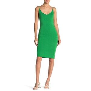 Velvet Torch Women'sDouble Scoop Neck Bodycon Dress In Green Size XS Made in USA